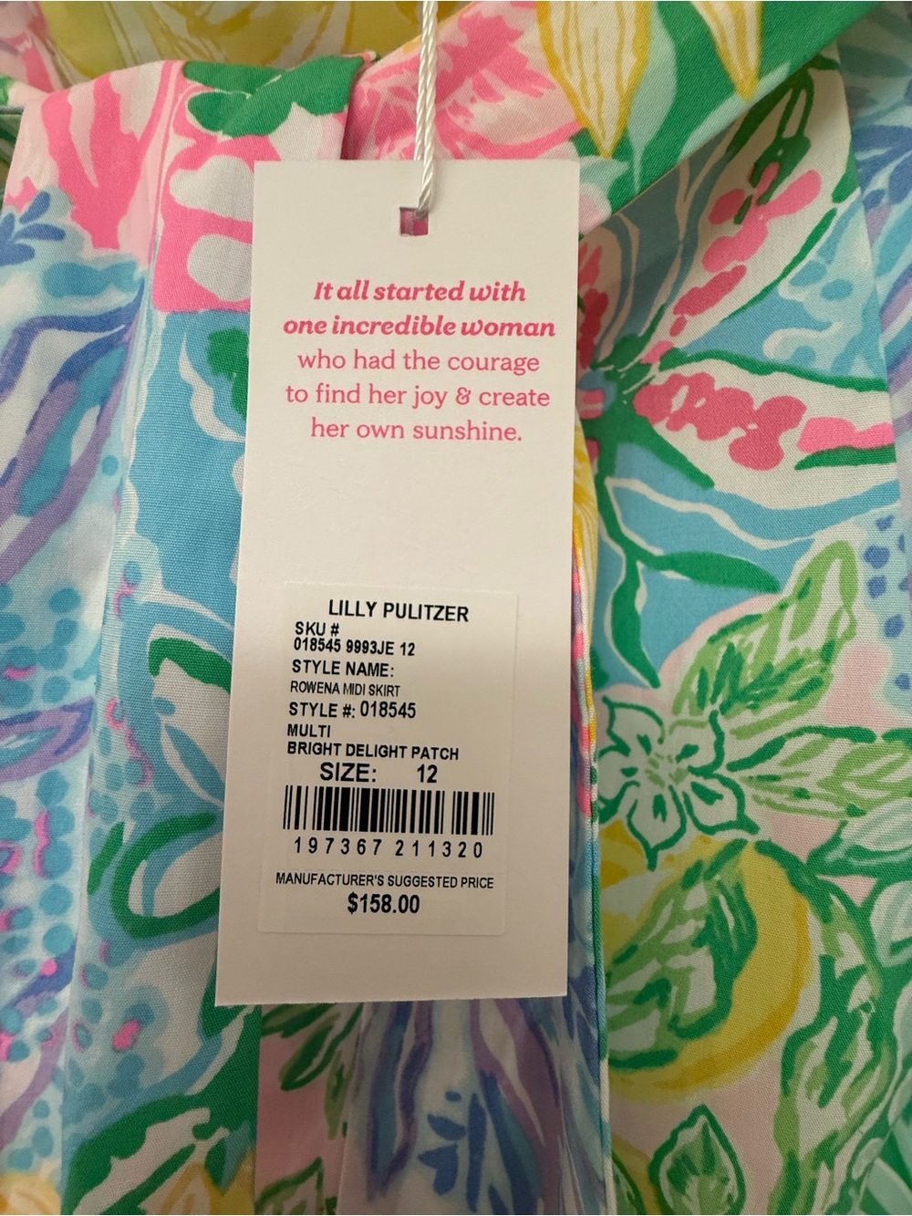 Lilly Pulitzer Multicolor Floral Midi Skirt — Pink, Green, Yellow, Blue, Purple - Picture 2 of 2